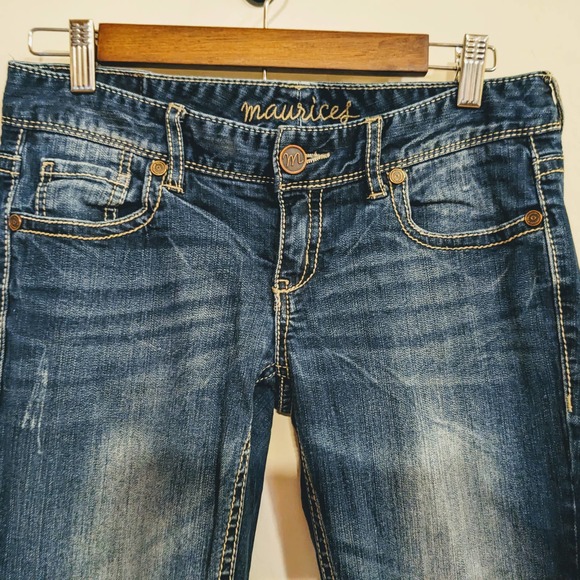 Maurices 3/4 Original S Denim Jean Small Chico 30x29 Y2K Bootcut Boot Cut Dark - Picture 5 of 11